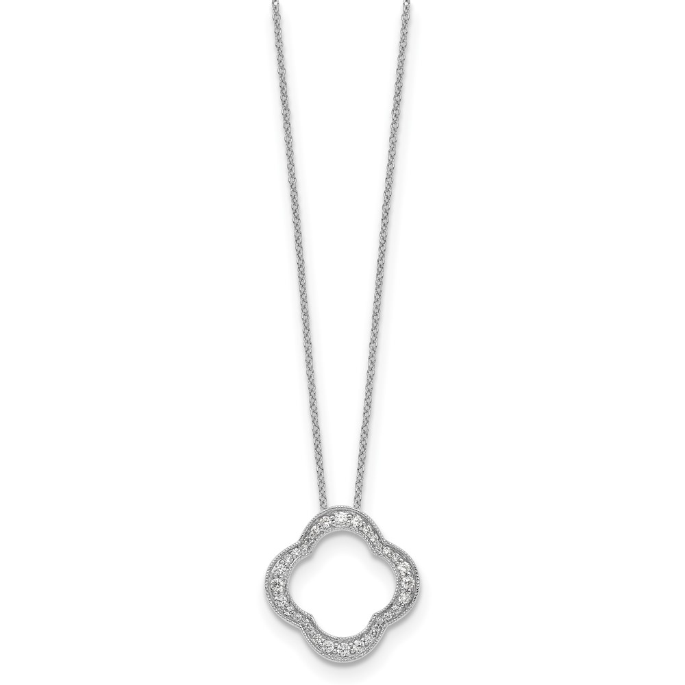 True Origin 14k White Gold 3/8 carat Lab Grown Diamond VS DEF 18 inch Quatrefoil Floral Necklace (PM1003-040-WLD)