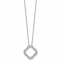 True Origin 14K White Gold 0.38 Carat Lab Grown Diamond VS+ F+ Complete Quatrefoil Floral Necklace, 18" view 2