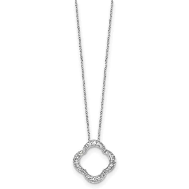 True Origin 14k White Gold 3/8 carat Lab Grown Diamond VS DEF 18 inch Quatrefoil Floral Necklace