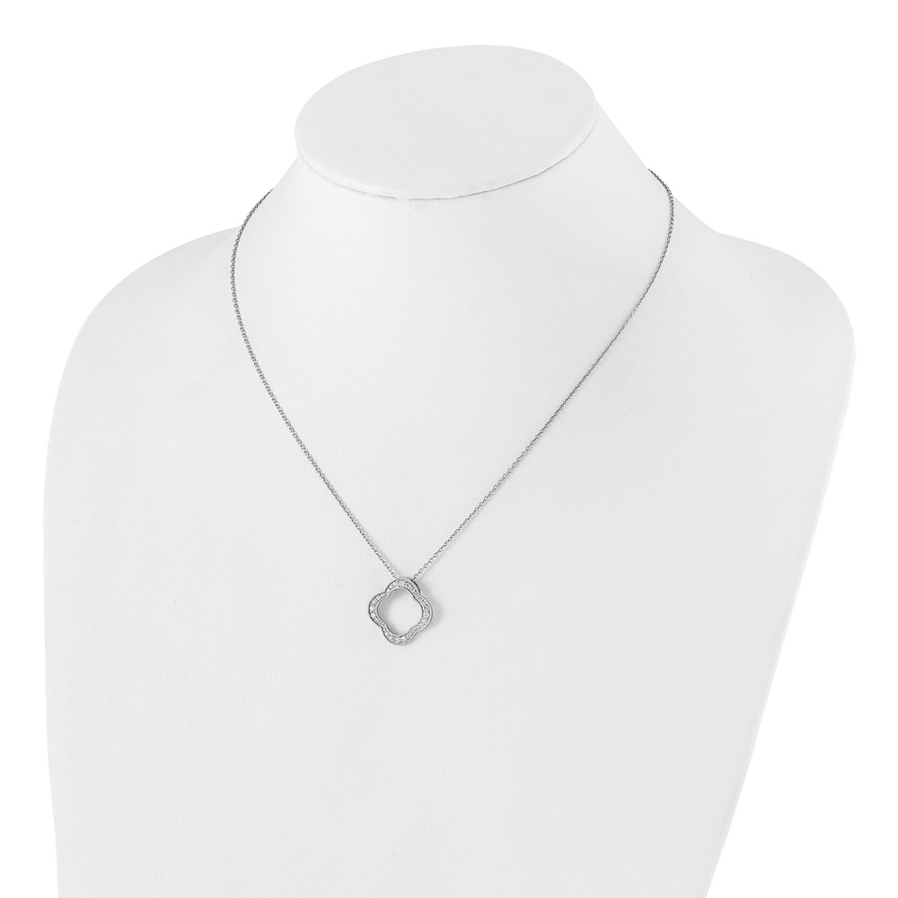 True Origin 14k White Gold 3/8 carat Lab Grown Diamond VS DEF 18 inch Quatrefoil Floral Necklace (PM1003-040-WLD)