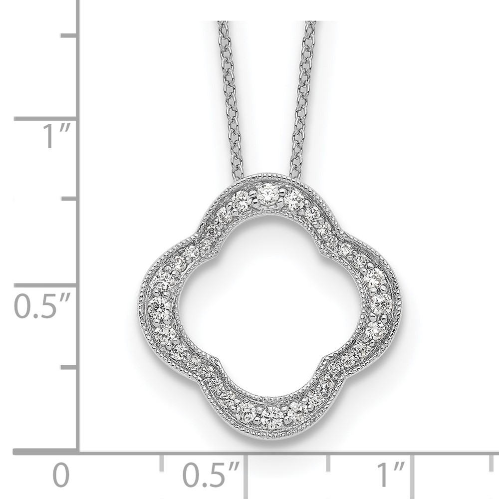 True Origin 14k White Gold 3/8 carat Lab Grown Diamond VS DEF 18 inch Quatrefoil Floral Necklace (PM1003-040-WLD)
