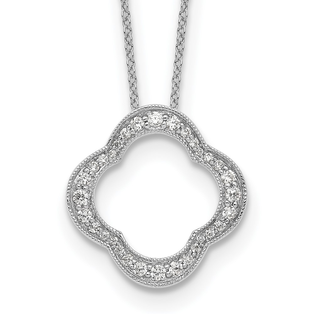 True Origin 14k White Gold 3/8 carat Lab Grown Diamond VS DEF 18 inch Quatrefoil Floral Necklace (PM1003-040-WLD)