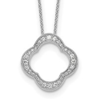 True Origin 14K White Gold 0.38 Carat Lab Grown Diamond VS+ F+ Complete Quatrefoil Floral Necklace, 18" view 1