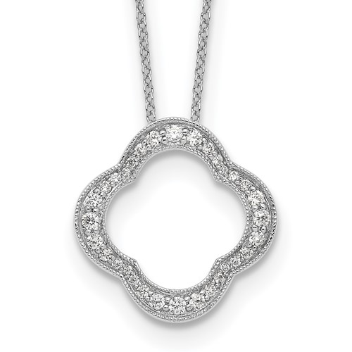 True Origin 14K White Gold 0.38 Carat Lab Grown Diamond VS+ F+ Complete Quatrefoil Floral Necklace, 18"