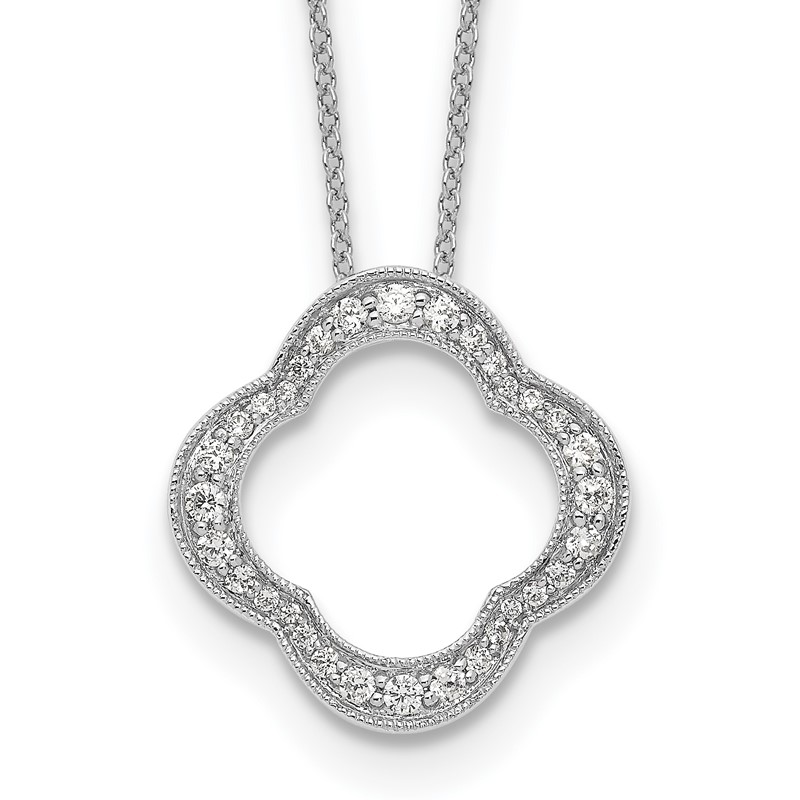 True Origin 14k White Gold 3/8 carat Lab Grown Diamond VS DEF 18 inch Quatrefoil Floral Necklace