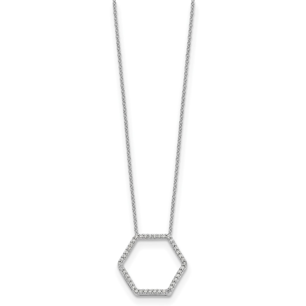 True Origin 14k White Gold 1/4 carat Lab Grown Diamond VS DEF 18 inch Hexagon Necklace (PM1004-025-WLD)