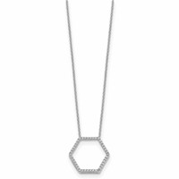 True Origin 14K White Gold 0.25 Carat Lab Grown Diamond VS+ F+ Complete Hexagon Necklace, 18" view 2