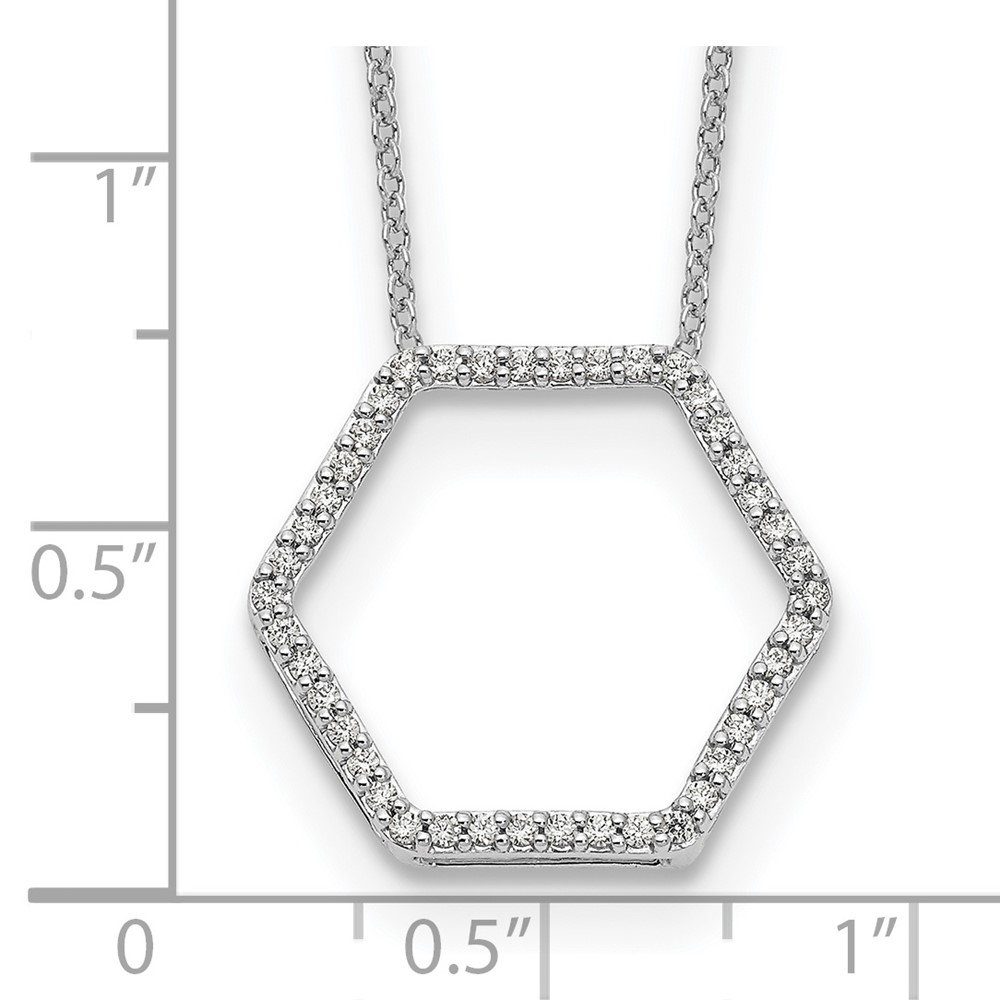 True Origin 14k White Gold 1/4 carat Lab Grown Diamond VS DEF 18 inch Hexagon Necklace (PM1004-025-WLD)