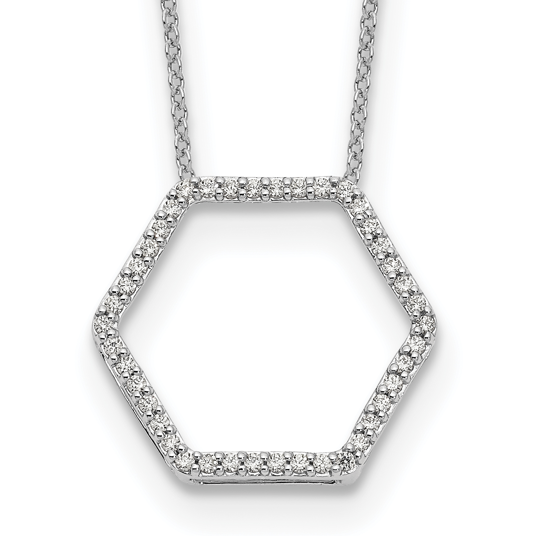 True Origin 14k White Gold 1/4 carat Lab Grown Diamond VS DEF 18 inch Hexagon Necklace (PM1004-025-WLD)