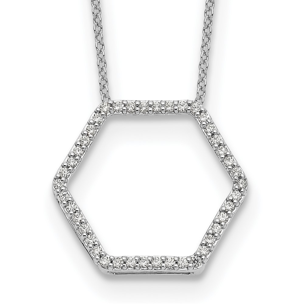 True Origin 14K White Gold 0.25 Carat Lab Grown Diamond VS+ F+ Complete Hexagon Necklace, 18"