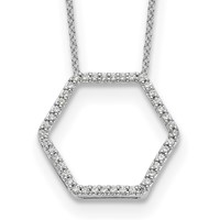 True Origin 14K White Gold 0.25 Carat Lab Grown Diamond VS+ F+ Complete Hexagon Necklace, 18" view 1