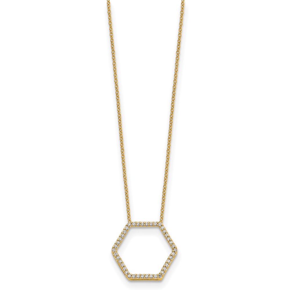 True Origin 14k 1/4 carat Lab Grown Diamond VS DEF 18 inch Hexagon Necklace (PM1004-025-YLD)