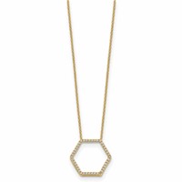 True Origin 14K Yellow Gold 0.25 Carat Lab Grown Diamond VS+ F+ Complete Hexagon Necklace, 18" view 2