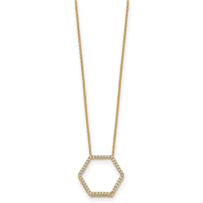 True Origin 14k 1/4 carat Lab Grown Diamond VS DEF 18 inch Hexagon Necklace
