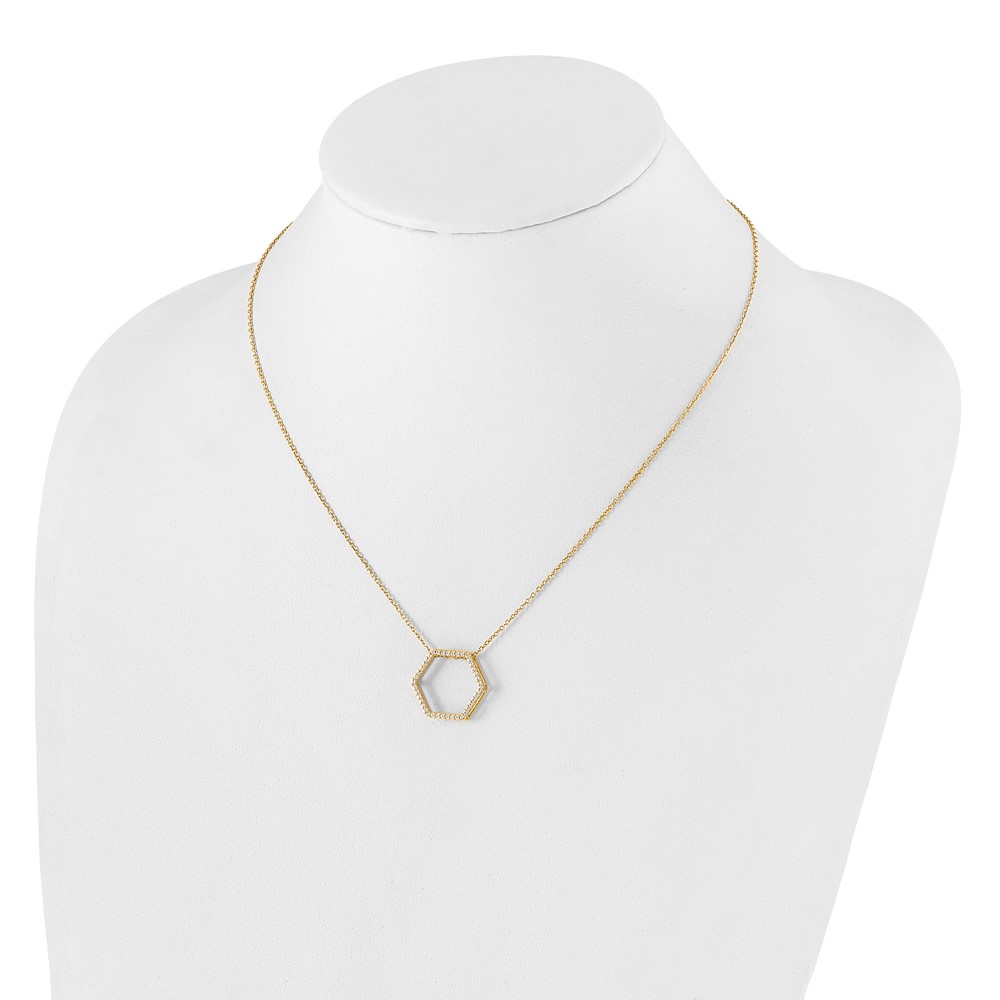 True Origin 14k 1/4 carat Lab Grown Diamond VS DEF 18 inch Hexagon Necklace (PM1004-025-YLD)