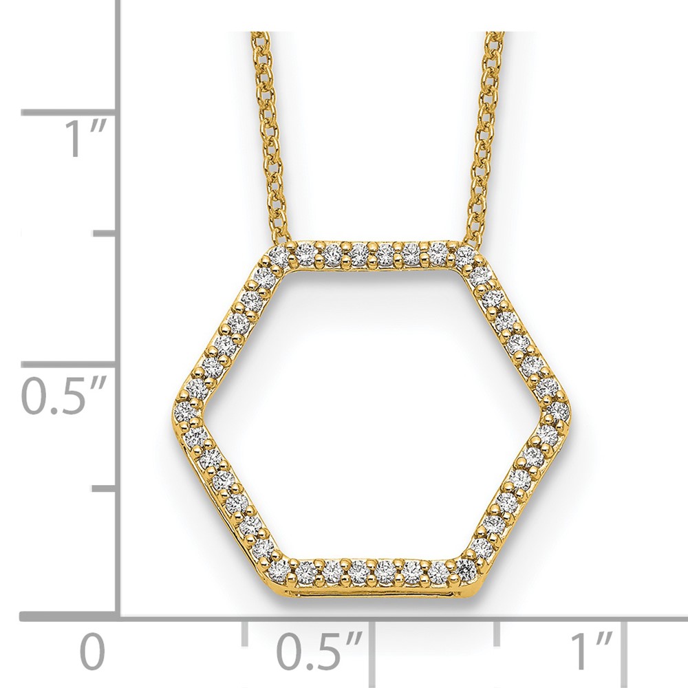 True Origin 14k 1/4 carat Lab Grown Diamond VS DEF 18 inch Hexagon Necklace (PM1004-025-YLD)