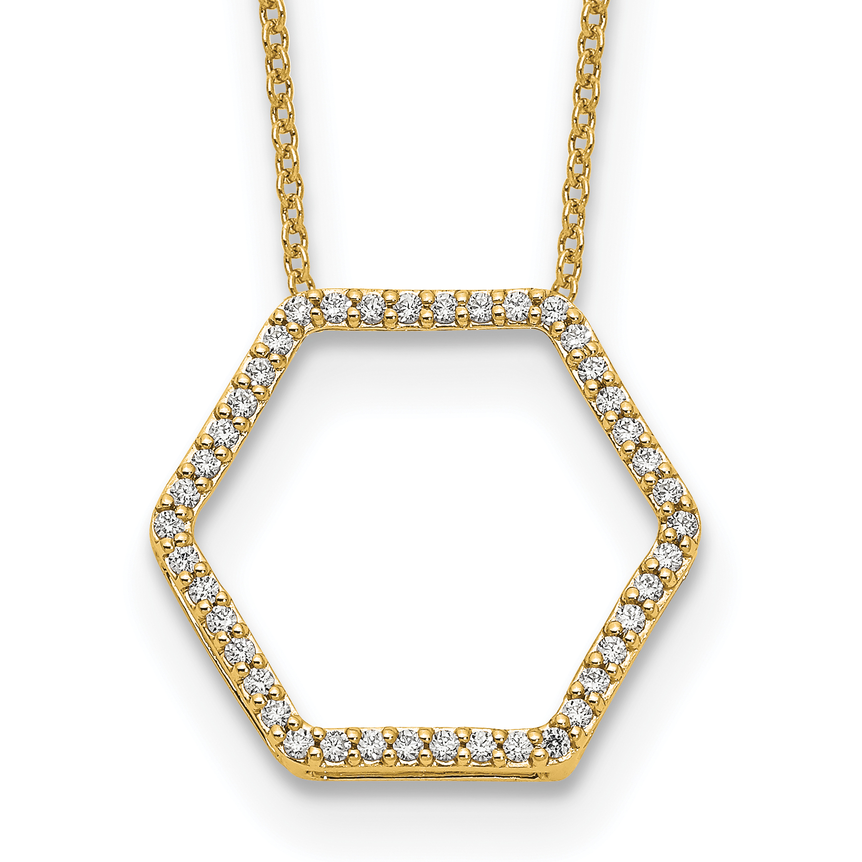 True Origin 14k 1/4 carat Lab Grown Diamond VS DEF 18 inch Hexagon Necklace (PM1004-025-YLD)