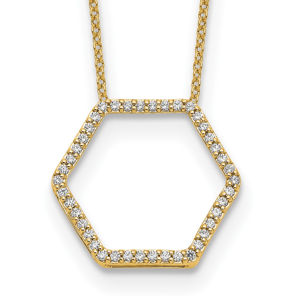 True Origin 14k 1/4 carat Lab Grown Diamond VS DEF 18 inch Hexagon Necklace (PM1004-025-YLD)