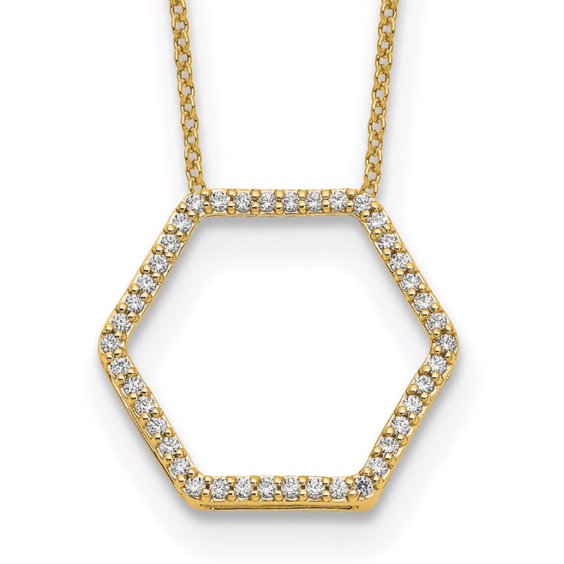 True Origin 14k 1/4 carat Lab Grown Diamond VS DEF 18 inch Hexagon Necklace