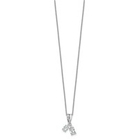14K White Gold 0.88 Carat Lab Grown Diamond VS SI+ G+ Oval and Radiant Complete Two Stone Pendant Necklace, 18" view 2