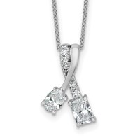 14K White Gold 0.88 Carat Lab Grown Diamond VS SI+ G+ Oval and Radiant Complete Two Stone Pendant Necklace, 18" view 1
