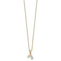 14K Yellow Gold 0.88 Carat Lab Grown Diamond VS SI+ G+ Oval and Radiant Complete Two Stone Pendant Necklace, 18" view 2