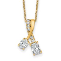 14K Yellow Gold 0.88 Carat Lab Grown Diamond VS SI+ G+ Oval and Radiant Complete Two Stone Pendant Necklace, 18" view 1