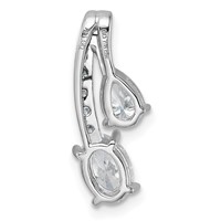 14K White Gold 0.88 Carat Lab Grown Diamond VS SI+ G+ Oval and Pear Complete Two Stone Pendant view 3