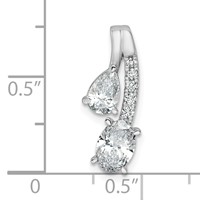 14K White Gold 0.88 Carat Lab Grown Diamond VS SI+ G+ Oval and Pear Complete Two Stone Pendant view 4