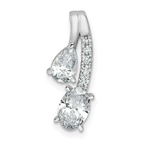 14K White Gold 0.88 Carat Lab Grown Diamond VS SI+ G+ Oval and Pear Complete Two Stone Pendant view 1