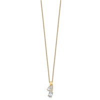 14K Yellow Gold 0.88 Carat Lab Grown Diamond VS SI+ G+ Oval and Pear Complete Two Stone Pendant Necklace, 18" view 2