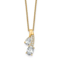 14K Yellow Gold 0.88 Carat Lab Grown Diamond VS SI+ G+ Oval and Pear Complete Two Stone Pendant Necklace, 18" view 1
