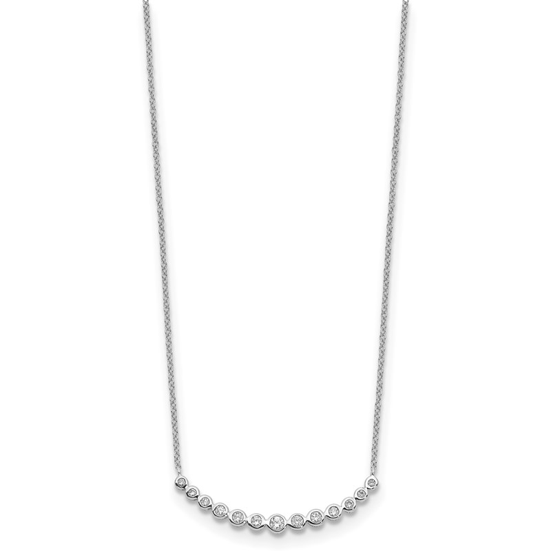 True Origin 14K White Gold 1/4 carat Lab Grown Diamond VS  D E F 18 inch Graduated Curved Bar Necklace
