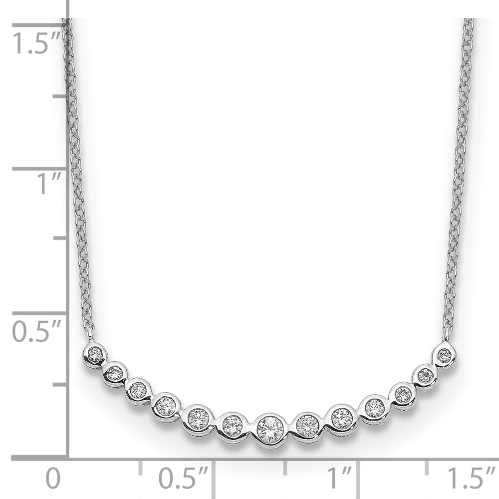 True Origin 14K White Gold 1/4 carat Lab Grown Diamond VS  D E F 18 inch Graduated Curved Bar Necklace (PM1005-025-WLD-18)