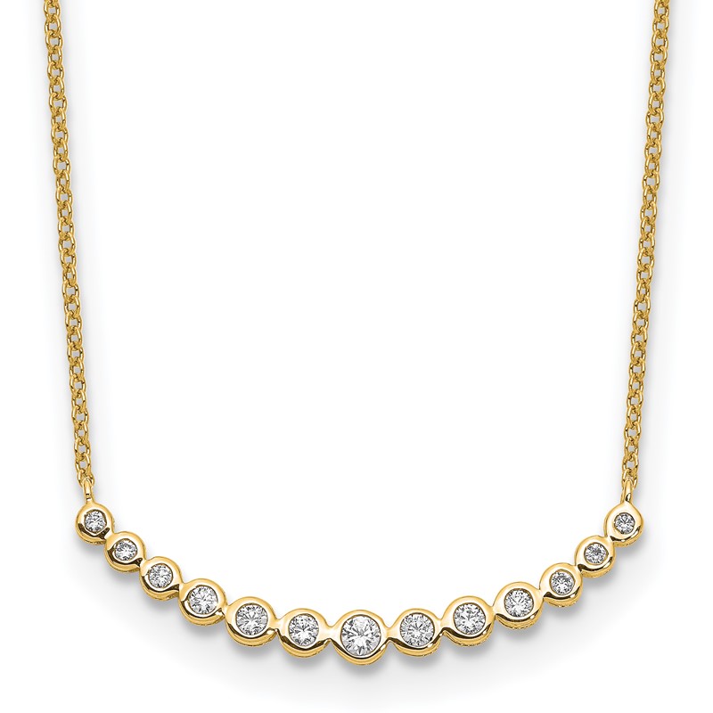 True Origin 14K 1/4 carat Lab Grown Diamond VS  D E F 18 inch Graduated Curved Bar Necklace