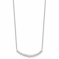 True Origin 14K White Gold 0.50 Carat Lab Grown Diamond VS+ F+ Complete Graduated Curved Bar Necklace, 18" view 2