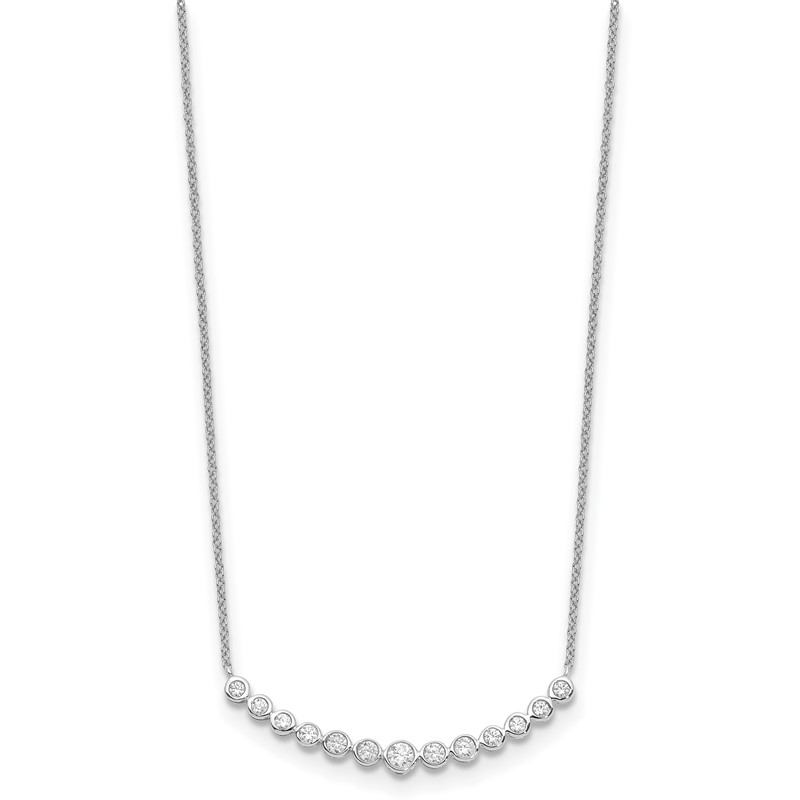 True Origin 14K White Gold 1/2 carat Lab Grown Diamond VS  D E F 18 inch Graduated Curved Bar Necklace