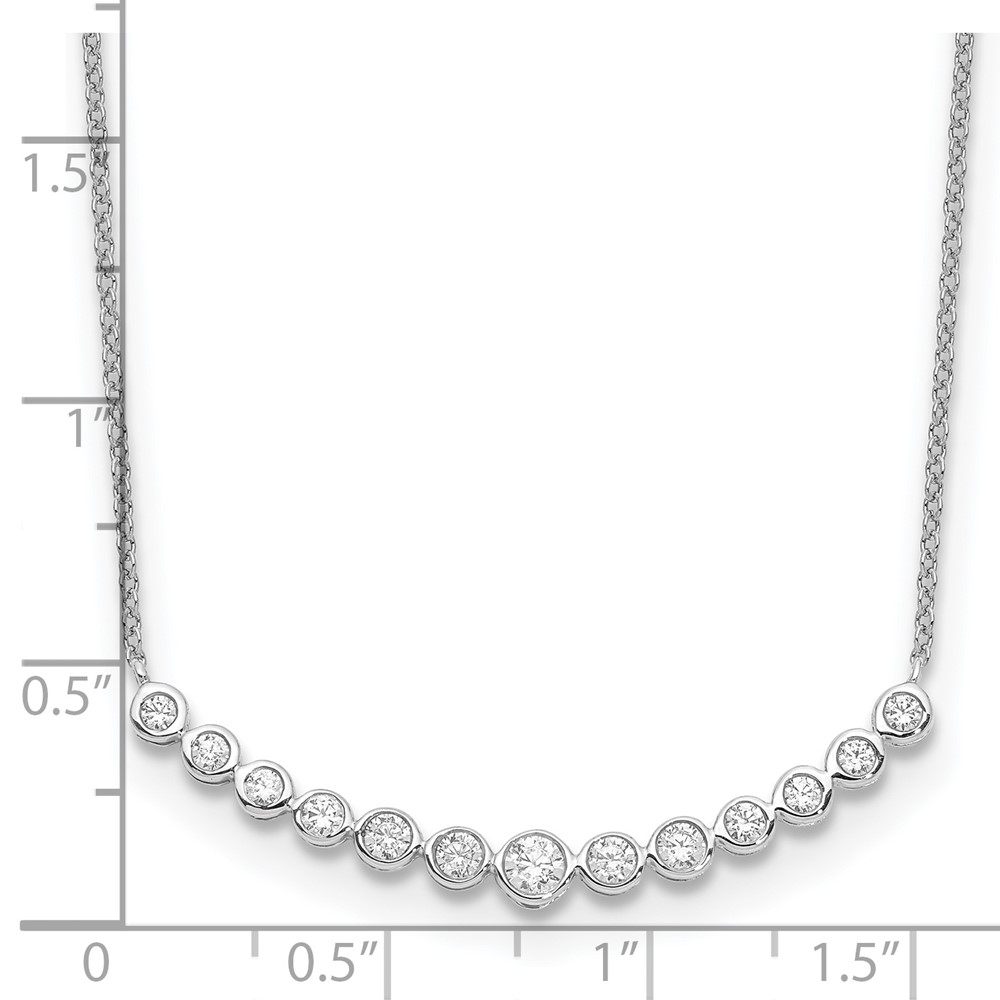 True Origin 14K White Gold 1/2 carat Lab Grown Diamond VS  D E F 18 inch Graduated Curved Bar Necklace (PM1005-050-WLD-18)