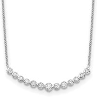 True Origin 14K White Gold 0.50 Carat Lab Grown Diamond VS+ F+ Complete Graduated Curved Bar Necklace, 18" view 1