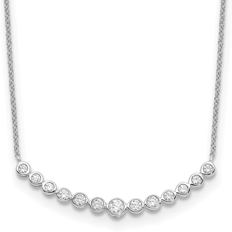 True Origin 14K White Gold 1/2 carat Lab Grown Diamond VS  D E F 18 inch Graduated Curved Bar Necklace