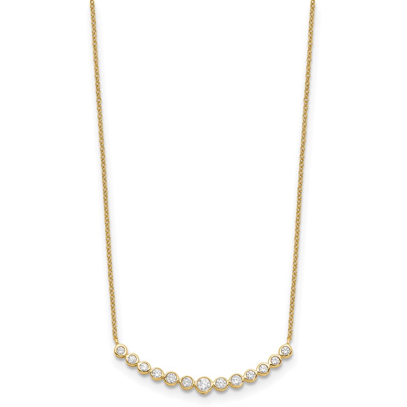 True Origin 14K 1/2 carat Lab Grown Diamond VS  D E F 18 inch Graduated Curved Bar Necklace