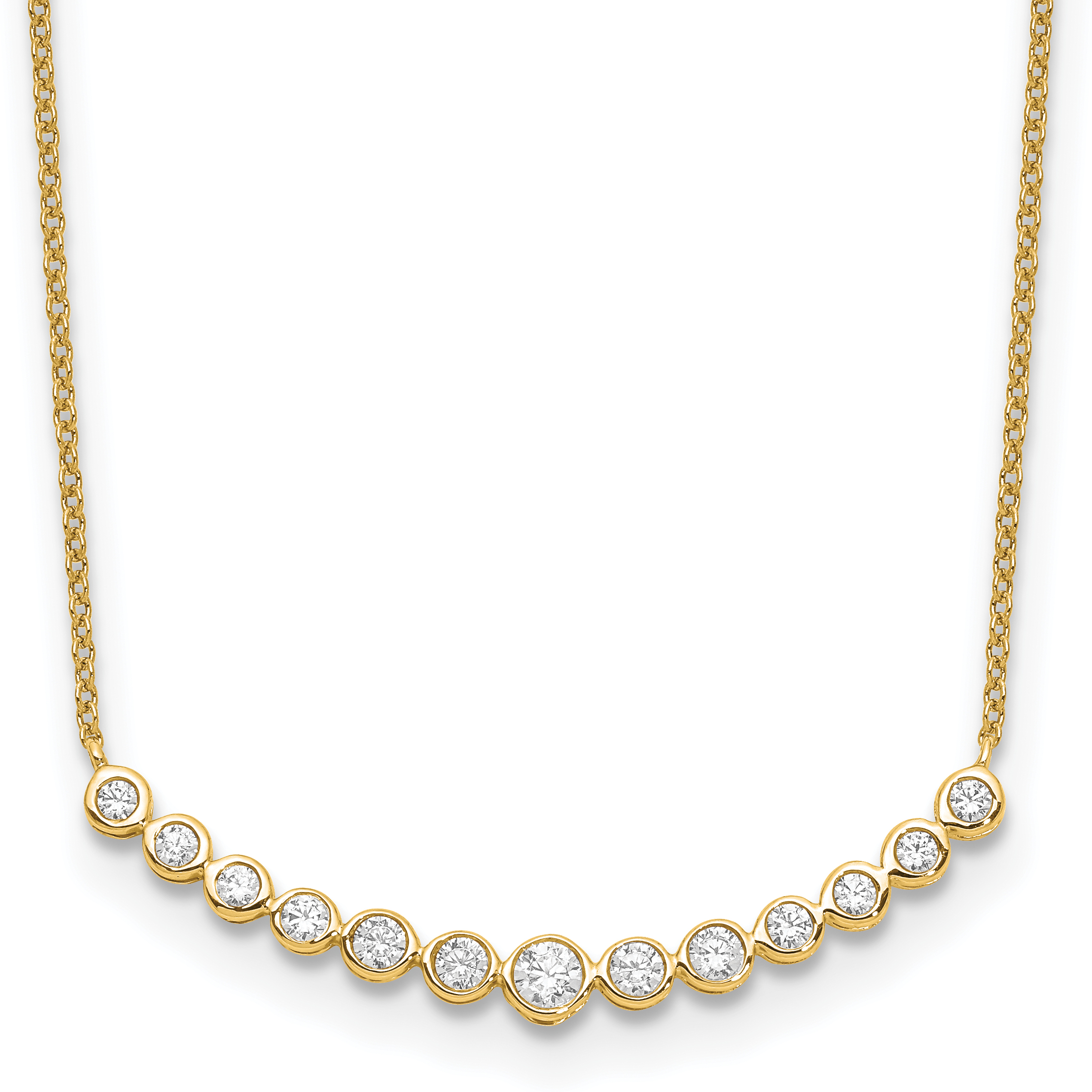 True Origin 14K 1/2 carat Lab Grown Diamond VS  D E F 18 inch Graduated Curved Bar Necklace (PM1005-050-YLD-18)