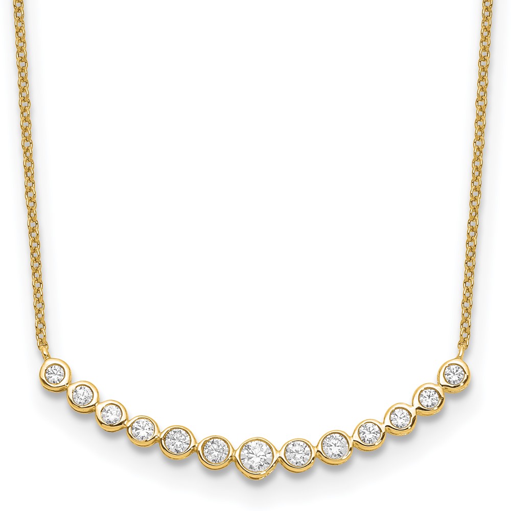 True Origin 14K Yellow Gold 0.50 Carat Lab Grown Diamond VS+ F+ Complete Graduated Curved Bar Necklace, 18"