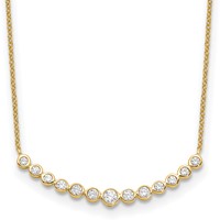 True Origin 14K Yellow Gold 0.50 Carat Lab Grown Diamond VS+ F+ Complete Graduated Curved Bar Necklace, 18" view 1
