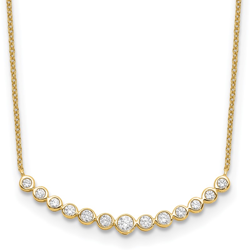 True Origin 14K 1/2 carat Lab Grown Diamond VS  D E F 18 inch Graduated Curved Bar Necklace
