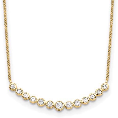 True Origin 14K Yellow Gold 0.50 Carat Lab Grown Diamond VS+ F+ Complete Graduated Curved Bar Necklace, 18"