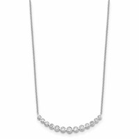 True Origin 14K White Gold 0.75 Carat Lab Grown Diamond VS+ F+ Complete Graduated Curved Bar Necklace, 18" view 2