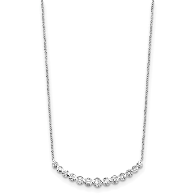 True Origin 14K White Gold 3/4 carat Lab Grown Diamond VS  D E F 18 inch Graduated Curved Bar Necklace
