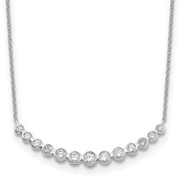 True Origin 14K White Gold 0.75 Carat Lab Grown Diamond VS+ F+ Complete Graduated Curved Bar Necklace, 18" view 1