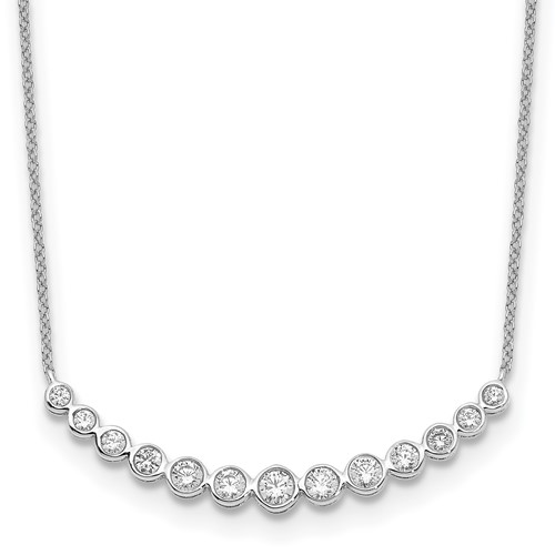 True Origin 14K White Gold 0.75 Carat Lab Grown Diamond VS+ F+ Complete Graduated Curved Bar Necklace, 18"